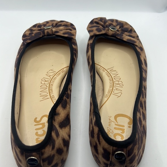 Sam Edelman Connie brown/black bow Ballet Flats Sz 7.5M leopard animal print - Picture 8 of 15
